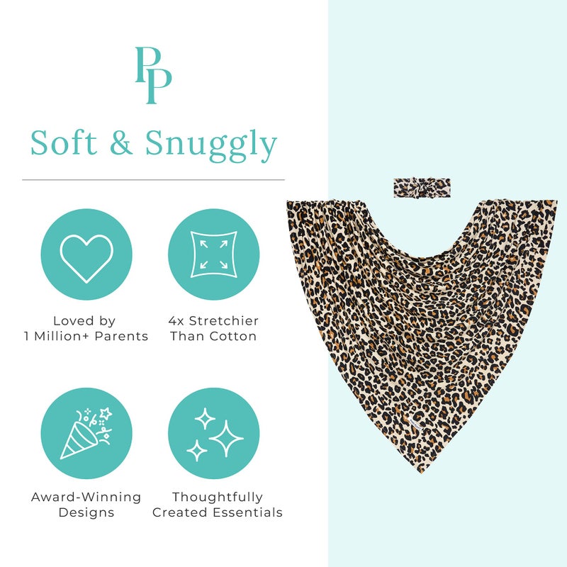 Posh Peanut Swaddle Blanket & Headband Set â€“ Viscose from Bamboo Stretchy Baby Swaddle for Newborn Girls, Receiving Blanket or Nursing Cover - Image 3